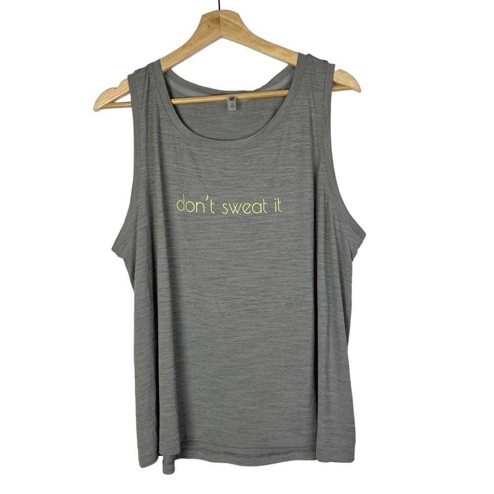 MTA Sport Gray Don't Sweat It Athletic Tank Top‎ 1X